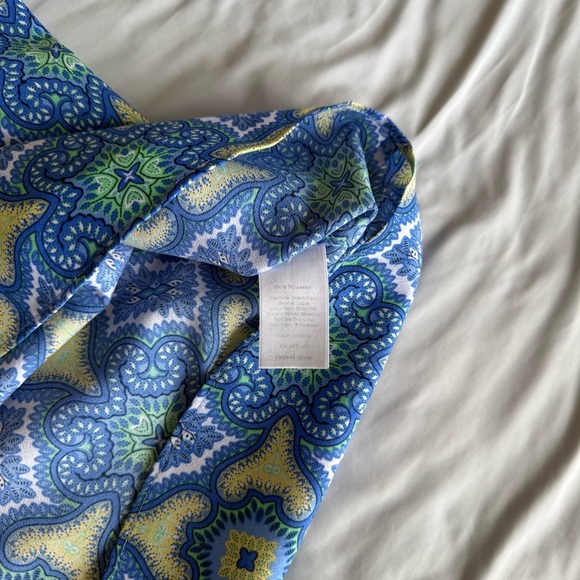 Talbots Blue and Green Geometric Paisley Tank Top Blouse - Picture 5 of 6